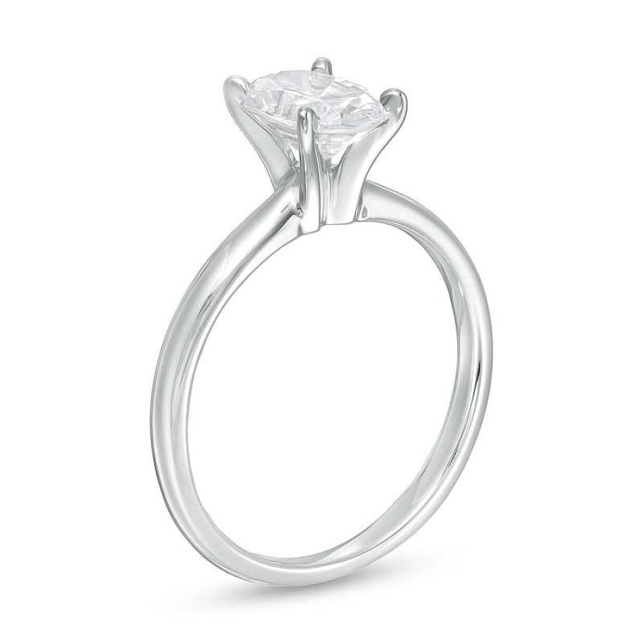 Zales 1 Ct. T.W. Certified Oval Diamond Solitaire Engagement Ring In 14K White Gold (I/I2) Rings