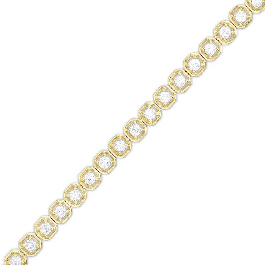 Zales 3 Ct. T.W. Diamond Geometric Frames Tennis Bracelet In 10K Gold Bracelets