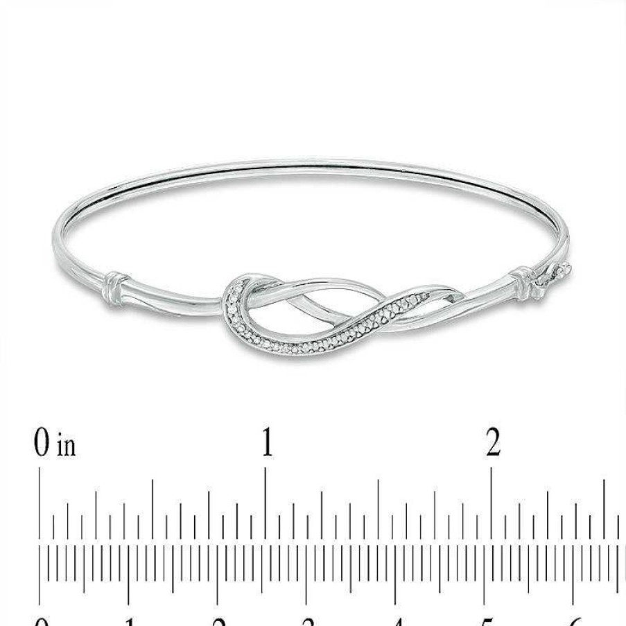 Zales Diamond Accent Loop Bangle In Sterling Silver Bracelets