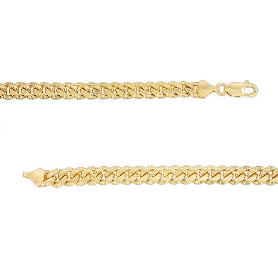 Zales Men'S 8.25Mm Diamond-Cut Cuban Curb Chain Bracelet In Solid 10K Gold - 8.5" Bracelets