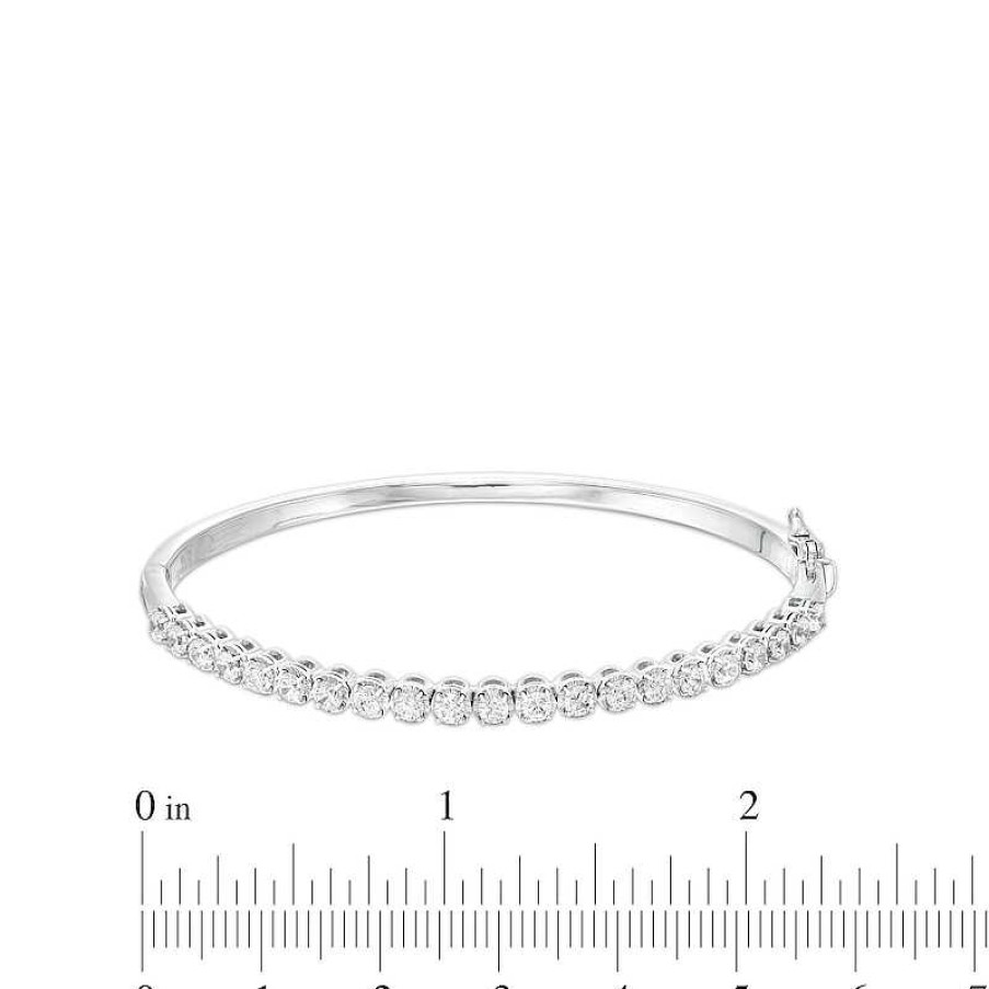 Zales 2 Ct. T.W. Certified Lab-Created Diamond Bangle In 14K White Gold (F/Si2) 7.25" Bracelets