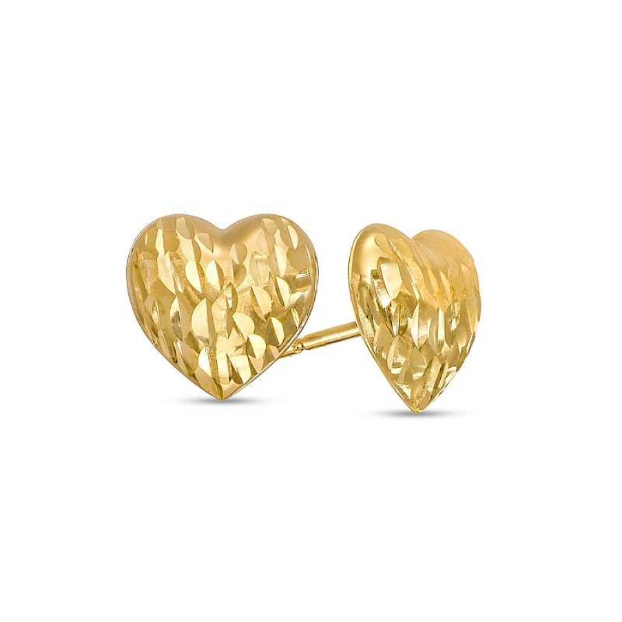 Zales Puff Button Heart Stud Earrings In 14K Gold Earrings