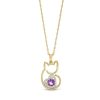 Zales Heart-Shaped Amethyst And 1/10 Ct. T.W. Diamond Kitten Pendant In Sterling Silver With 14K Gold Plate Necklaces