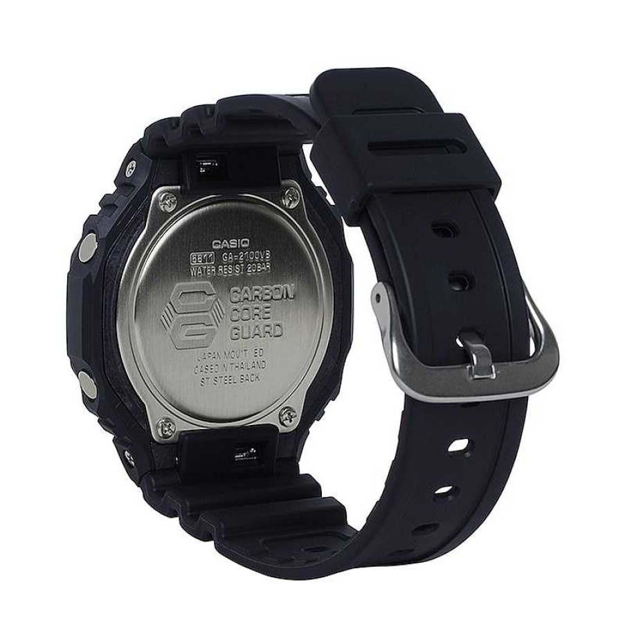 Casio G-Shock Men'S Casio G-Shock Classic Virtual Blue Series Black Resin Strap Watch With Black Dial (Model: Ga2100Vb-1A) Watches