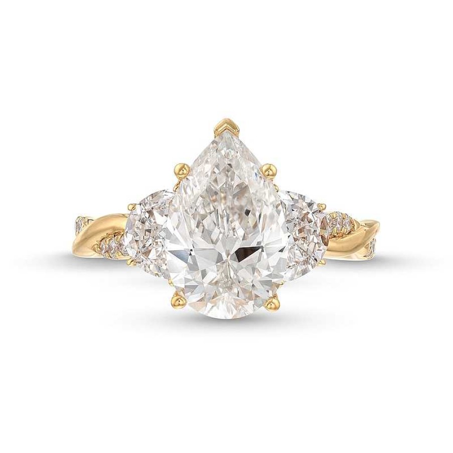 Zales 4 Ct. T.W. Certified Pear-Shaped And Half-Moon Lab-Created Diamond Three Stone Engagement Ring In 14K Gold (F/Vs2) Rings