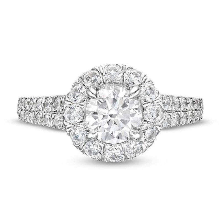 Zales Vera Wang Love Collection Certified Center Diamond 2 Ct. T.W. Flower Frame Engagement Ring In 14K White Gold (I/Si2) Rings