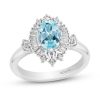 Zales Enchanted Disney Elsa Oval Sky Blue Topaz And 1/5 Ct. T.W. Diamond Frame Ring In Sterling Silver Rings