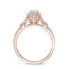 Zales 1/2 Ct. T.W. Pear-Shaped Diamond Frame Tri-Sides Vintage-Style Engagement Ring In 14K Rose Gold Rings