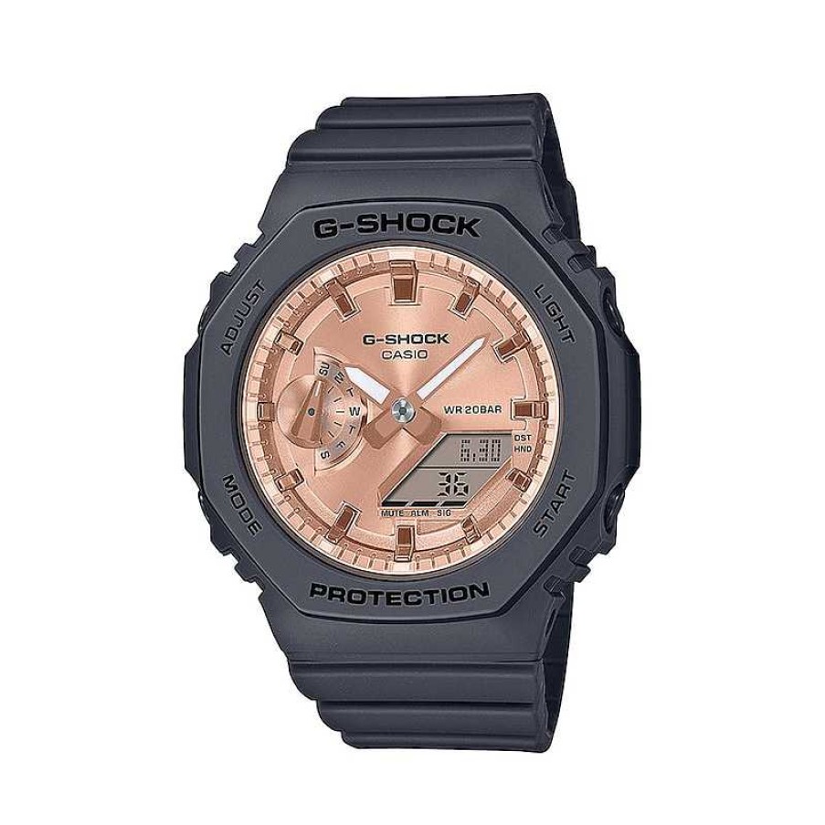 Casio Ladies' Casio G-Shock Classic Analog-Digital Black Resin Strap Watch With Pink Dial (Model: Gmas2100Md1A) Watches