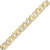 Zales Oro Diamante Diamond-Cut 7.8Mm Cuban Curb Chain Bracelet In Hollow 14K Two-Tone Gold 8.5" Bracelets