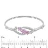 Zales Lab-Created Pink And White Sapphire Flower Cluster Bangle In Sterling Silver Bracelets