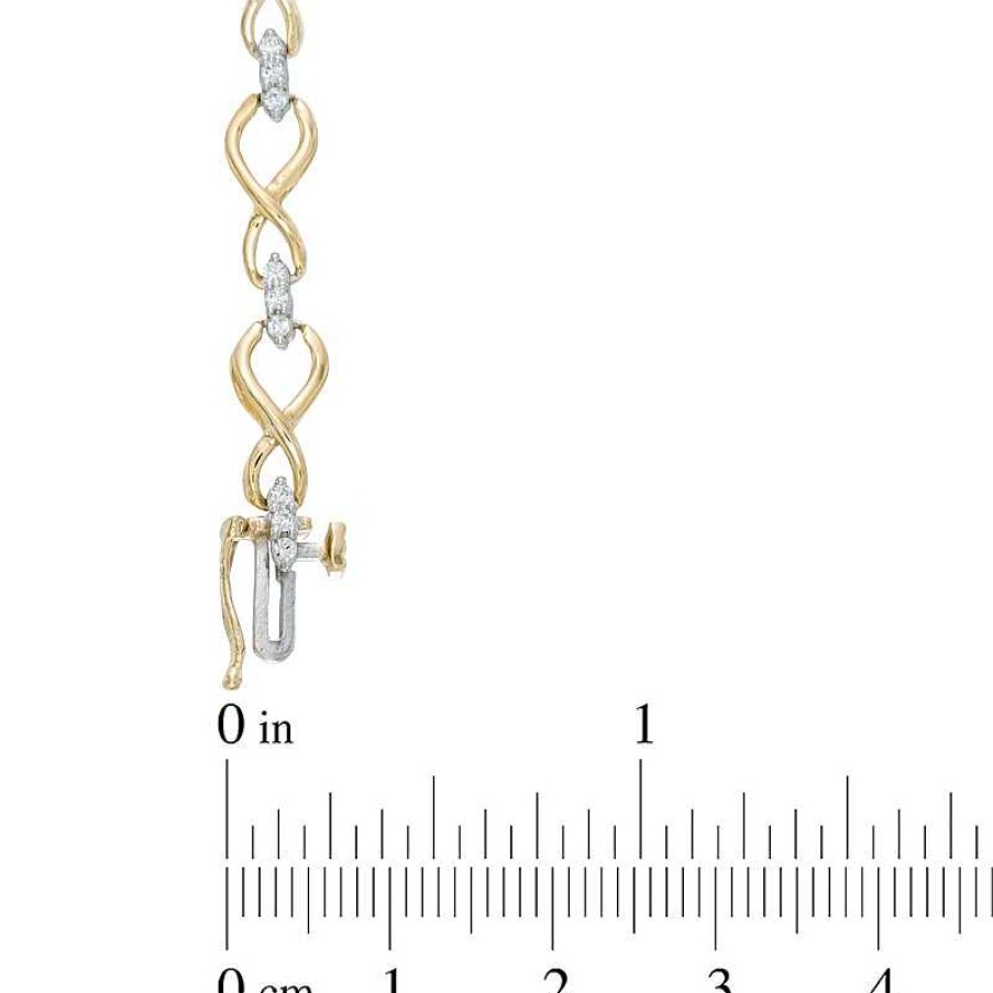 Zales 1/2 Ct. T.W. Diamond Infinity Loop Bracelet In 10K Gold - 7.25" Bracelets