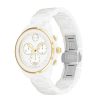 Movado Ladies' Movado Bold® Verso Gold-Tone Ip And White Ceramic Chronograph Watch With White Dial (Model: 3600933) Watches