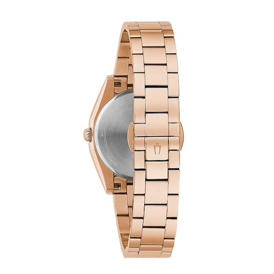 Bulova Ladies' Bulova Surveyor Diamond Accent Rose-Tone Watch With Grey Dial (Model: 97P156) Watches