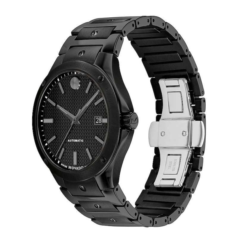 Movado Men'S Movado Se Black Pvd Automatic Watch With Geometric Black Dial And Date Window (Model: 0607809) Watches