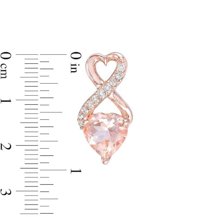 Zales 5.0Mm Morganite And Diamond Accent Heart-Shaped Infinity Drop Earrings In 10K Rose Gold Earrings