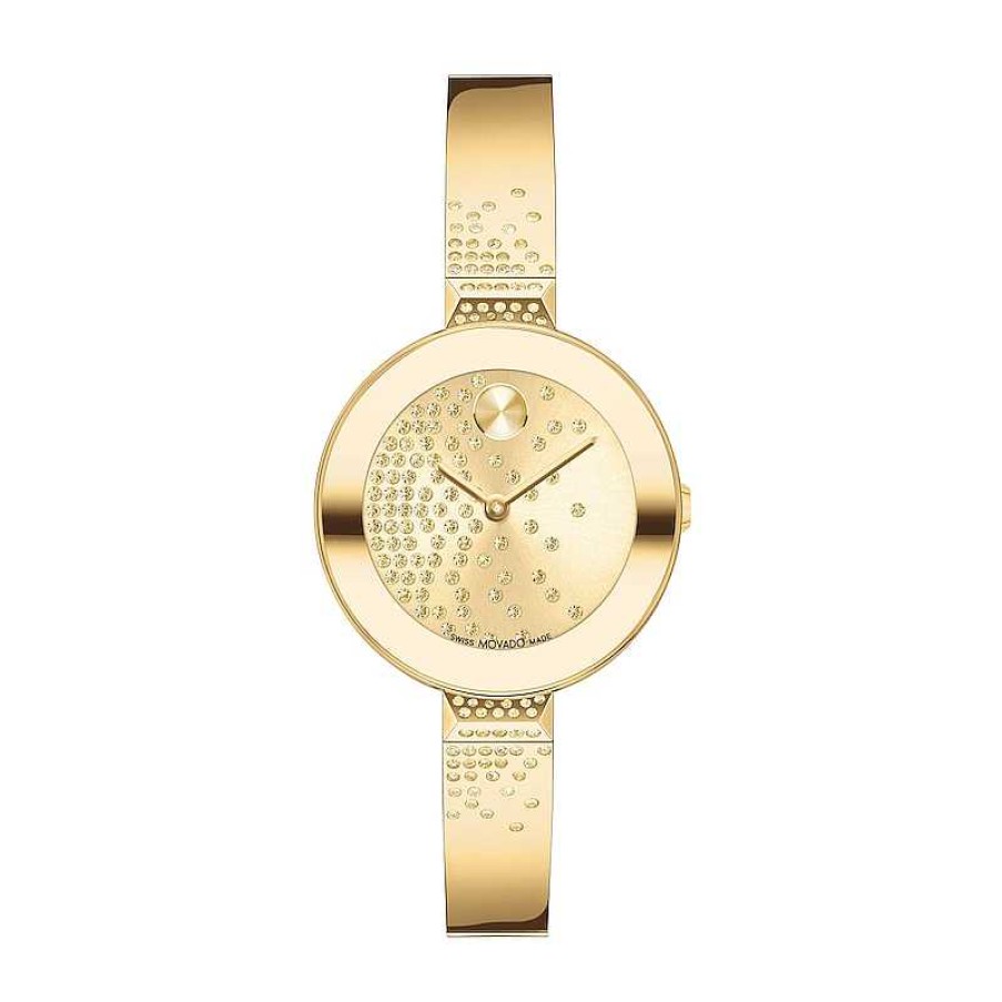 Movado Ladies' Movado Bold® Champagne Crystal Accent Gold-Tone Ip Bangle Watch With Gold-Tone Dial (Model: 3600926) Watches