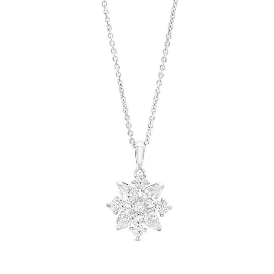 Zales 1 Ct. T.W. Certified Lab-Created Diamond Snowflake Pendant In 14K White Gold (F/Si2) Necklaces