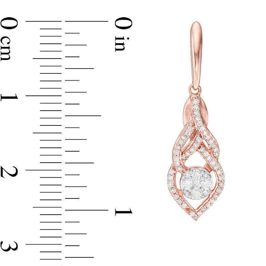 Zales 1/3 Ct. T.W. Diamond Interlocking Teardrop Earrings In 10K Rose Gold Earrings