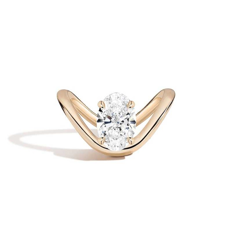 Zales Zales X Shahla 2 Ct. Certified Oval Lab-Created Diamond Solitaire Zaha Dip Engagement Ring In 14K Gold (F/Vs2) Rings