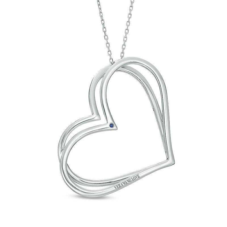 Zales The Kindred Heart From Vera Wang Love Collection 1/2 Ct. T.W. Diamond Tilted Pendant In 10K White Gold - 19" Necklaces