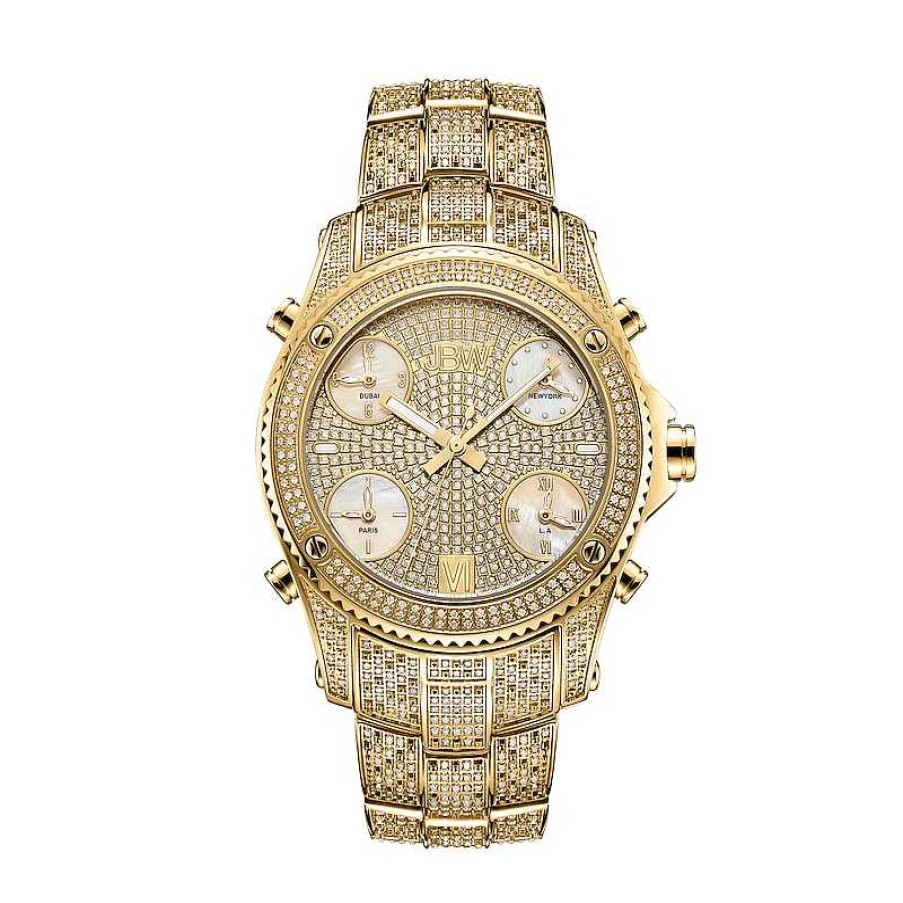 JBW Men'S Limited Edition Jbw Jet Setter Ps Diamond Accent 18K Gold Plate Watch With Gold-Tone Dial (Model: Ps550A) Watches