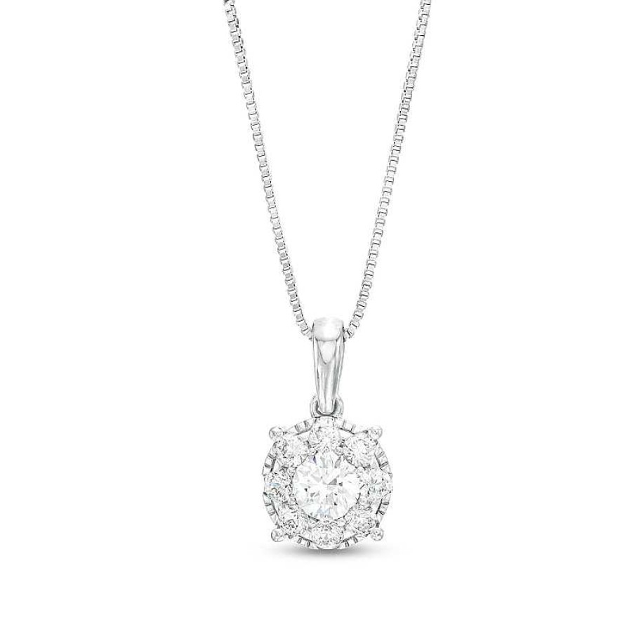 Zales 1 Ct. T.W. Certified Lab-Created Diamond Frame Pendant In 14K White Gold (F/Si2) Necklaces