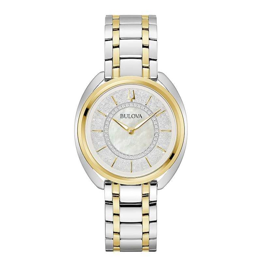 Bulova Ladies' Bulova Duality 1/10 Ct. T.W. Diamond Two-Tone Ip Watch With Mother-Of-Pearl Dial (Model: 98X134) Watches