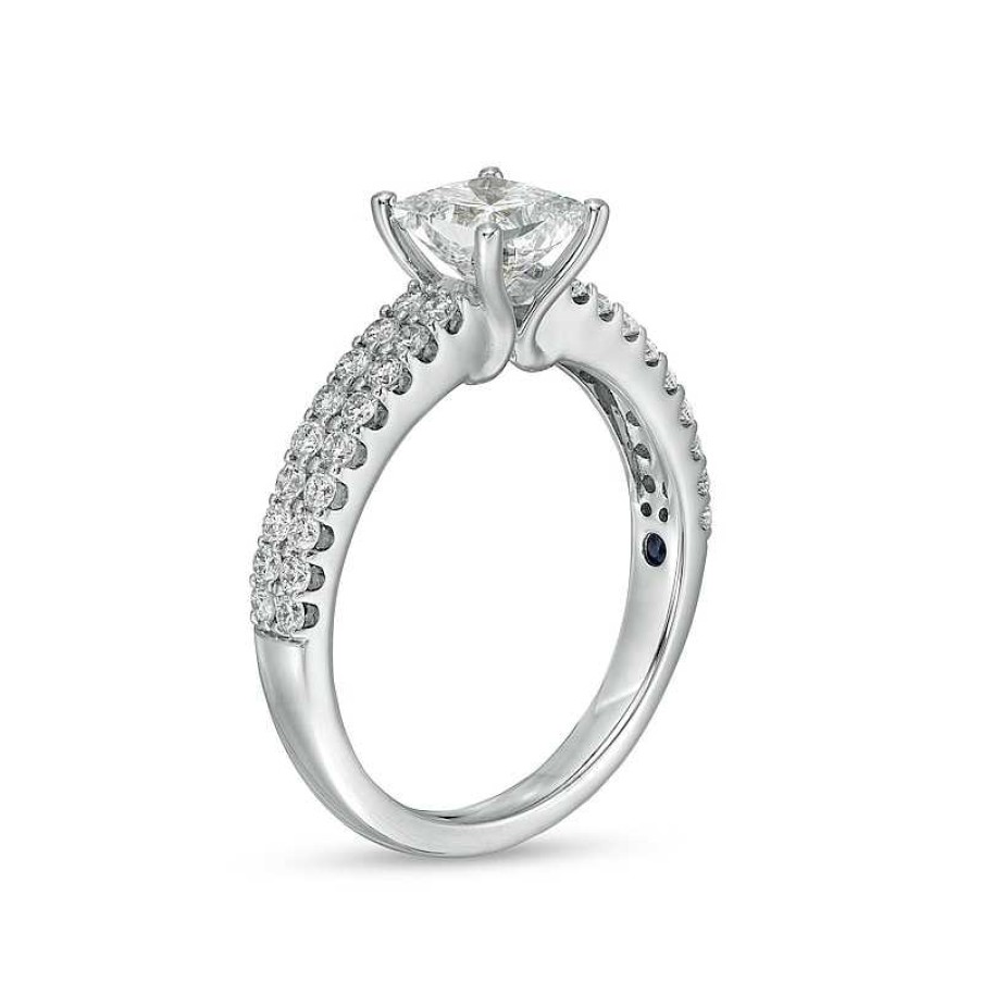 Zales True Lab-Created Diamonds By Vera Wang Love 1-1/2 Ct. T.W. Double Row Shank Engagement Ring In 14K White Gold (F/Vs2) Rings