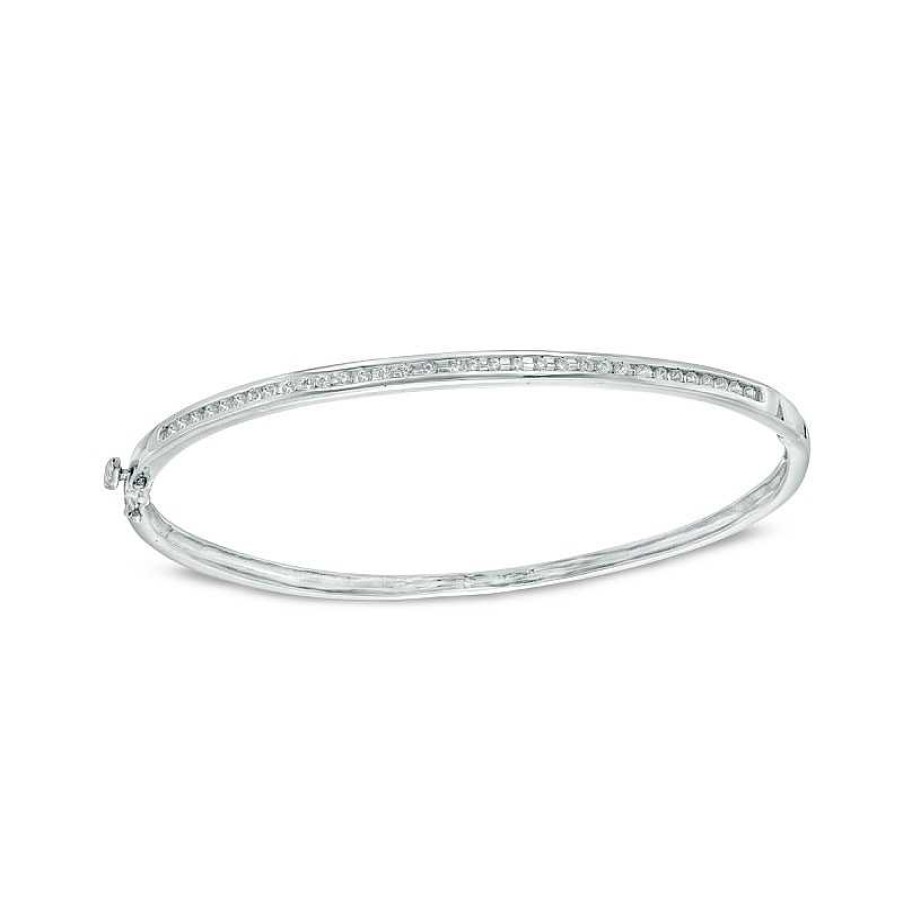 Zales 1/4 Ct. T.W. Diamond Bangle In 10K White Gold Bracelets