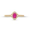 Zales Oval Certified Ruby And 1/6 Ct. T.W. Diamond Flower Frame Ring In 10K Gold Rings