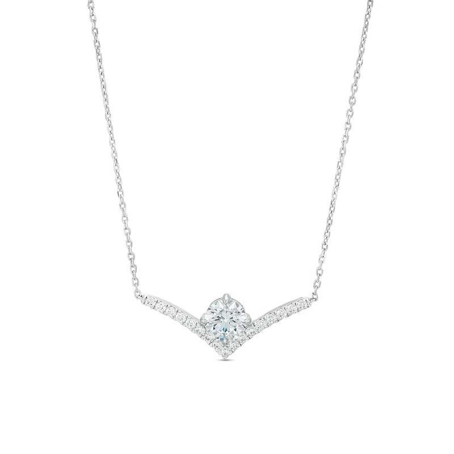 Zales You'Re The One 1-1/5 Ct. T.W. Certified Lab-Created Diamond Chevron Necklace In 14K White Gold (F/Si2) 18.5" Necklaces