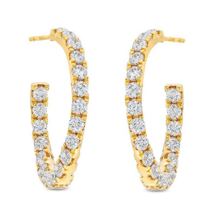 Zales 3 Ct. T.W. Certified Lab-Created Diamond Curved Open Hoop Earrings In 14K Gold (F/Si2) Earrings