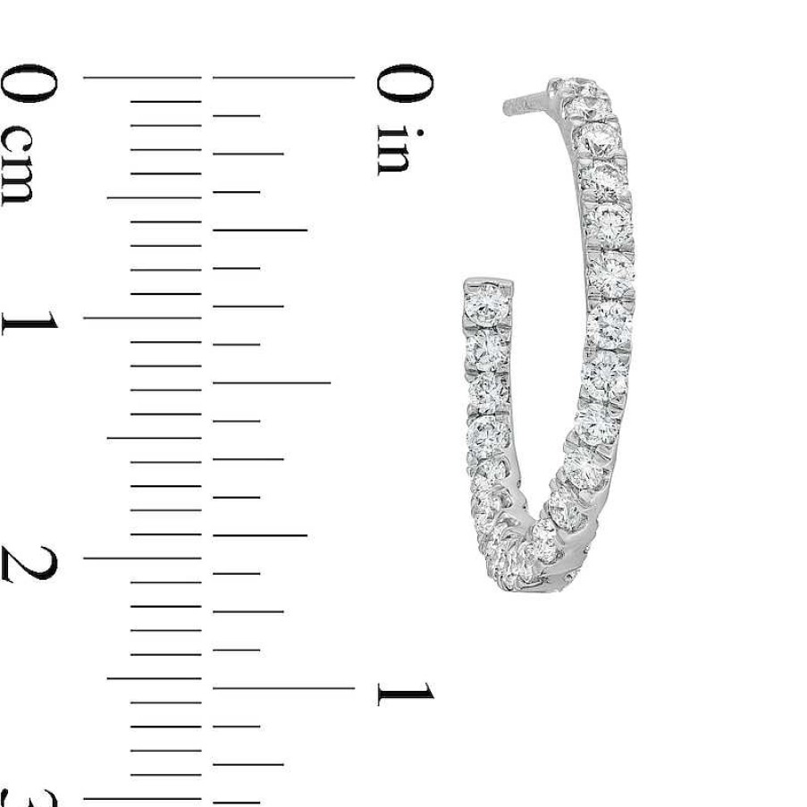 Zales 1-1/2 Ct. T.W. Certified Lab-Created Diamond Curved Open Hoop Earrings In 14K White Gold (F/Si2) Earrings