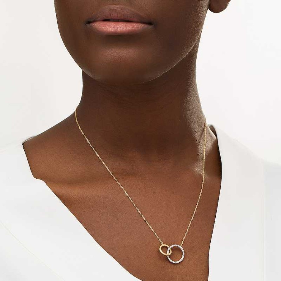 Zales Remixed Reimagined 1/4 Ct. T.W. Diamond Interlocking Circles Necklace In 10K Gold Necklaces