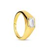 Zales Pdpaola At Zales Emerald-Cut Cubic Zirconia Signet Ring In Sterling Silver With 18K Gold Plate Rings