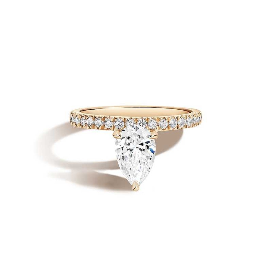 Zales Zales X Shahla 2-1/5 Ct. T.W. Certified Pear-Shaped Lab-Created Diamond Cantilever Pav Engagement Ring In 14K Gold Rings