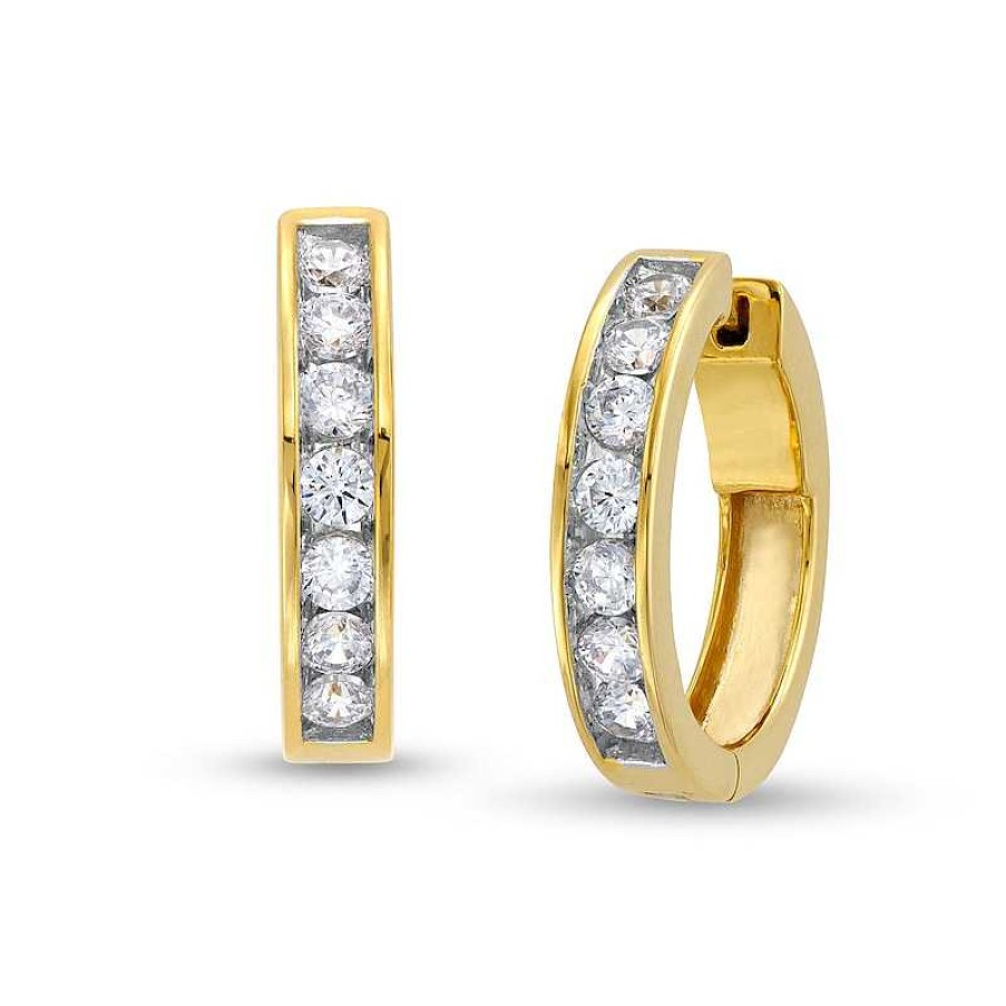 Zales 1 Ct. T.W. Diamond Channel-Set Huggie Hoop Earrings In 10K Gold Earrings