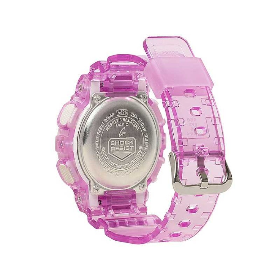 Casio Ladies' Casio G-Shock S Series Clear Pink Resin Watch With Silver-Tone Dial (Model: Gmas110Vw-4A) Watches