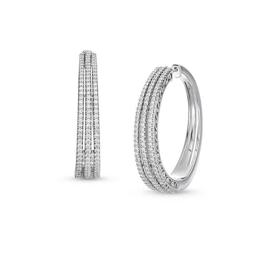 Zales 1-1/2 Ct. T.W. Lab-Created Diamond Triple-Row Hoop Earrings In 10K White Gold Earrings