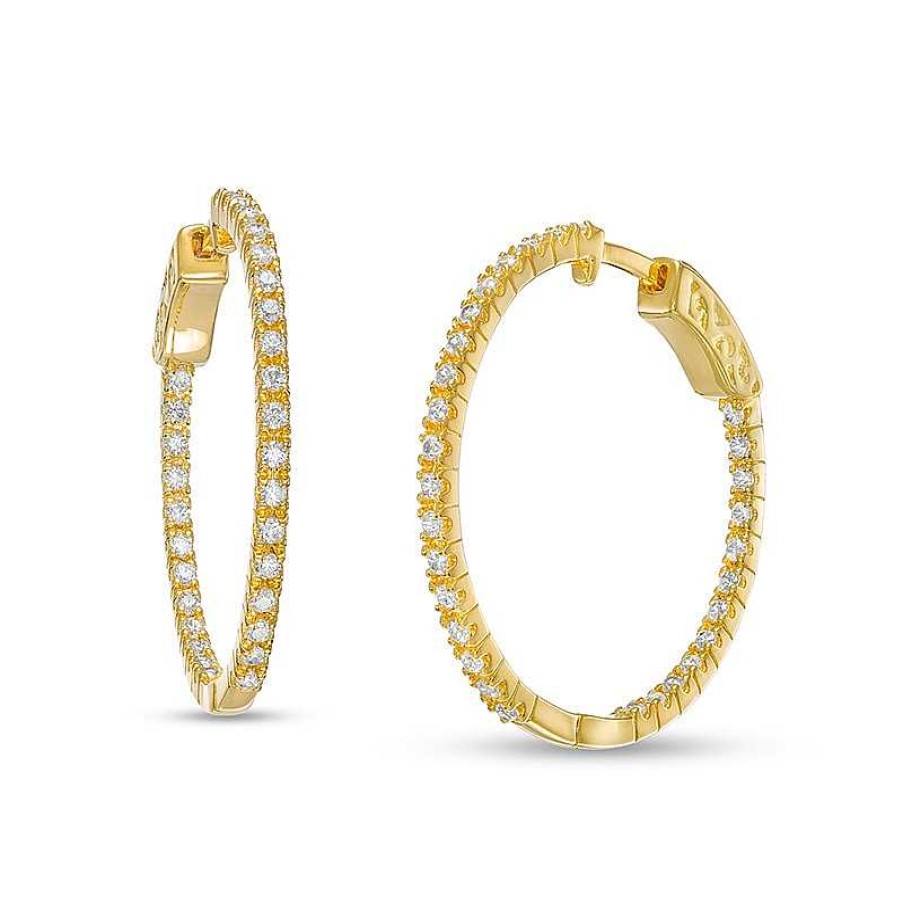 Zales 1 Ct. T.W. Diamond Inside-Out Hoop Earrings In 10K Gold Earrings