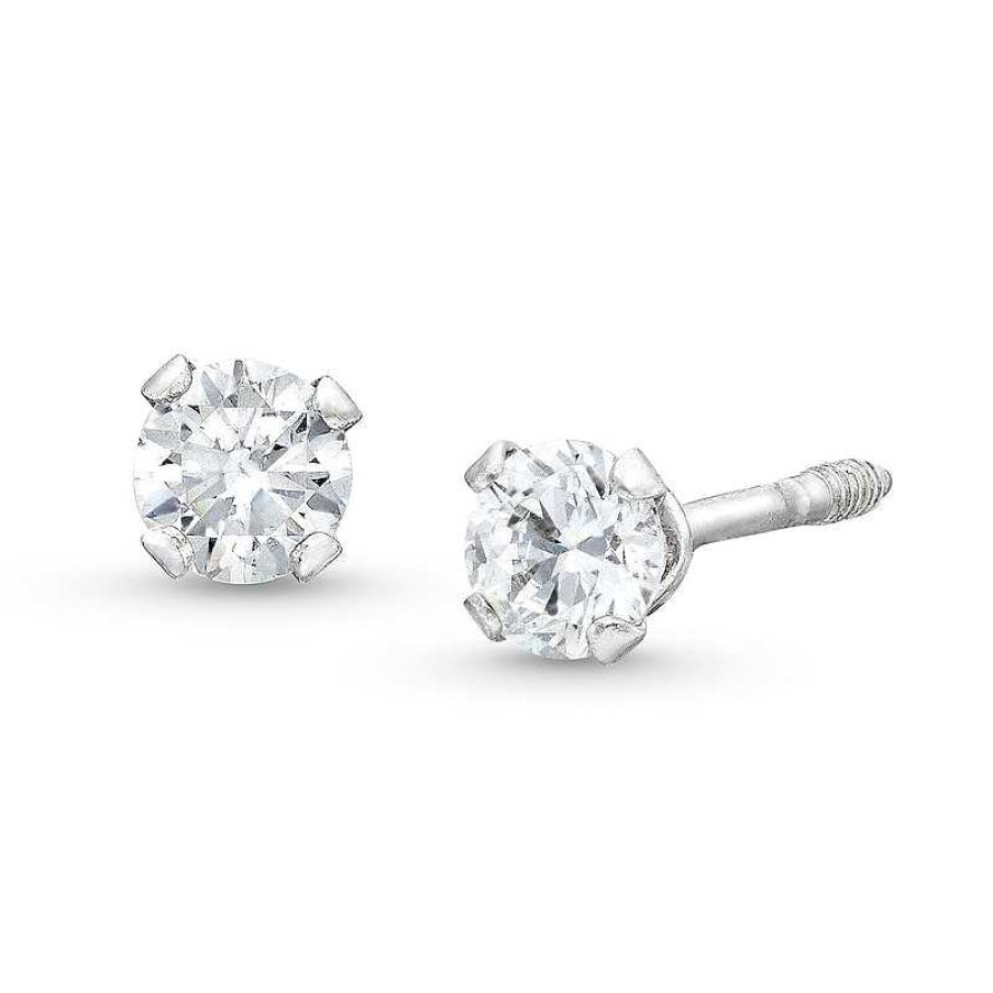 Zales Child'S 3.0Mm Cubic Zirconia Stud Earrings In 14K White Gold Earrings