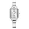 Citizen Ladies' Citizen Eco-Drive® Silhouette Crystal Accent Bangle Watch With Rectangular Silver-Tone Dial (Model: Em0980-50A) Watches