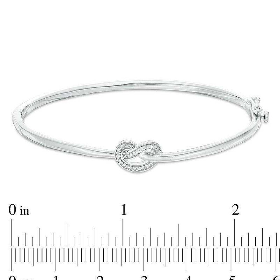 Zales 1/15 Ct. T.W. Diamond Love Knot Pretzel Bangle In Sterling Silver Bracelets