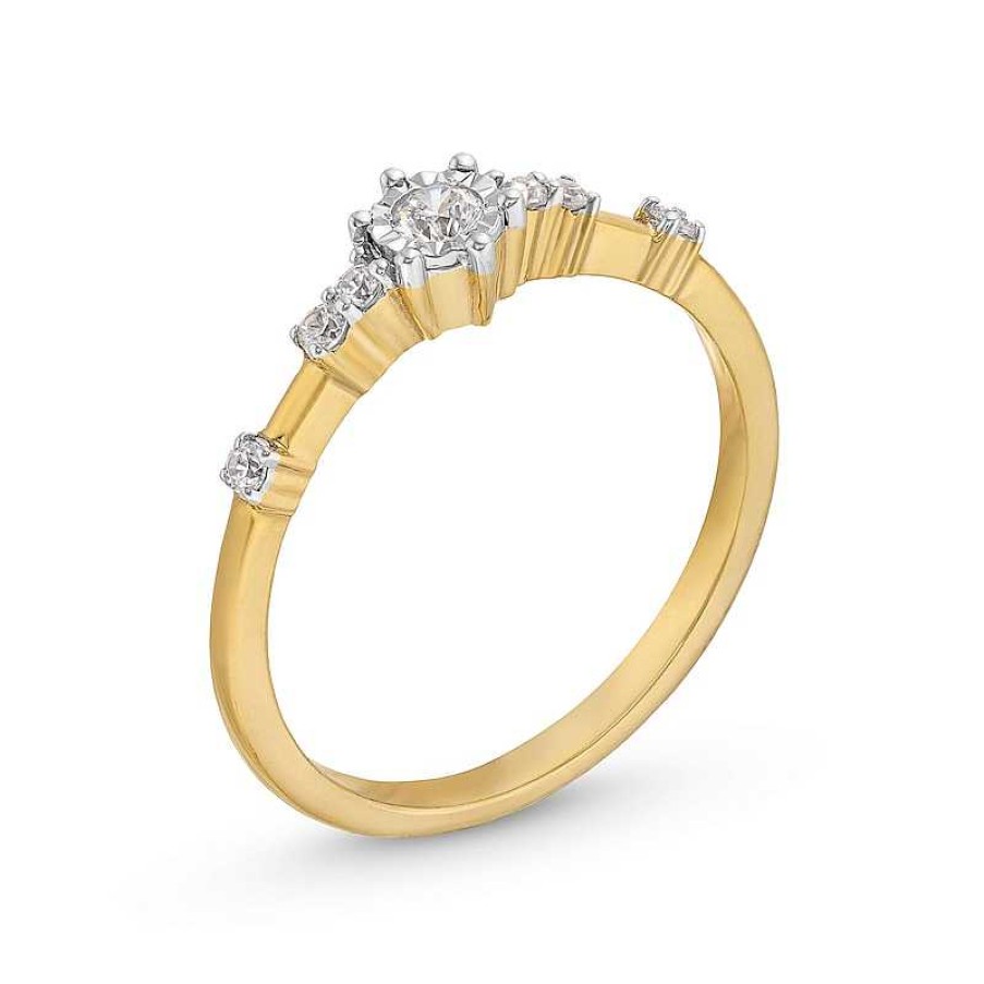 Zales 1/6 Ct. T.W. Diamond Station Promise Ring In 10K Gold Rings