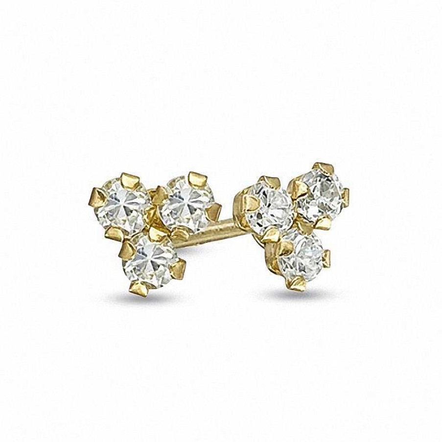 Zales Child'S Crystal Stud Earrings In 14K Gold Earrings