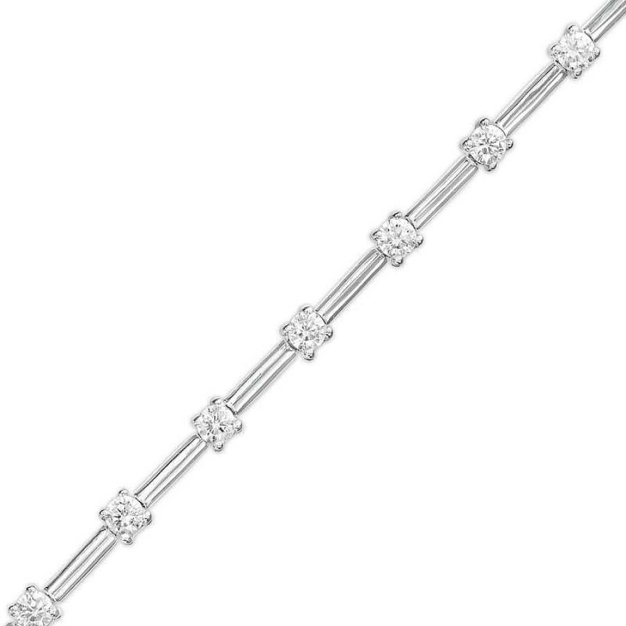 Zales 1 Ct. T.W. Diamond Alternating Line Bracelet In 10K White Gold Bracelets