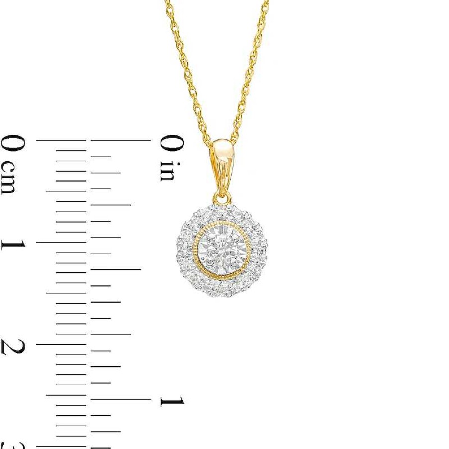 Zales 1/3 Ct. T.W. Diamond Frame Pendant In 10K Gold Necklaces