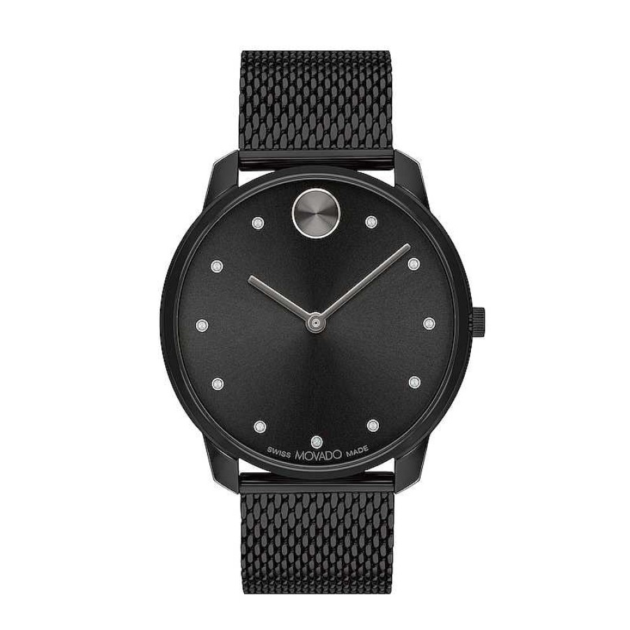 Movado Men'S Movado Bold® Thin Crystal Accent Black Ip Mesh Watch With Black Dial (Model: 3600904) Watches