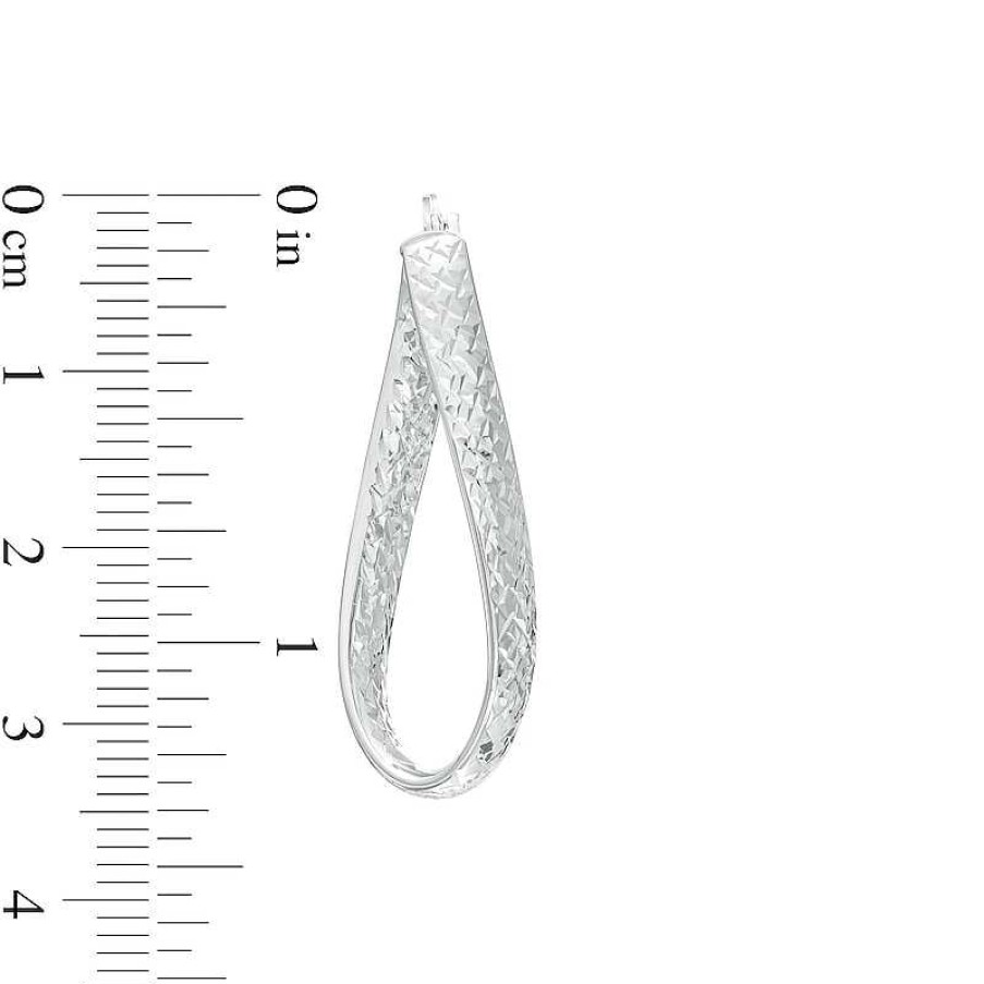 Zales Oro Diamante 34.0Mm Diamond-Cut Twist Hoop Earrings In 14K White Gold Earrings